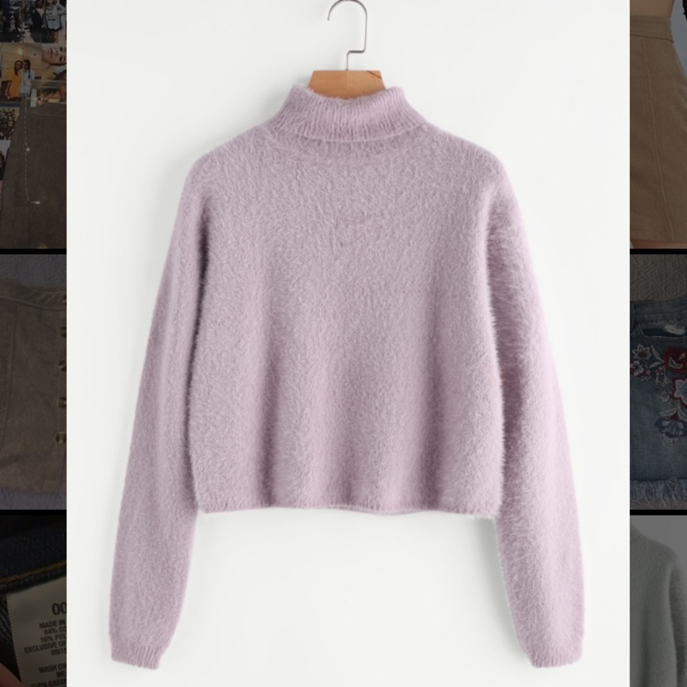 shein purple cropped turtleneck